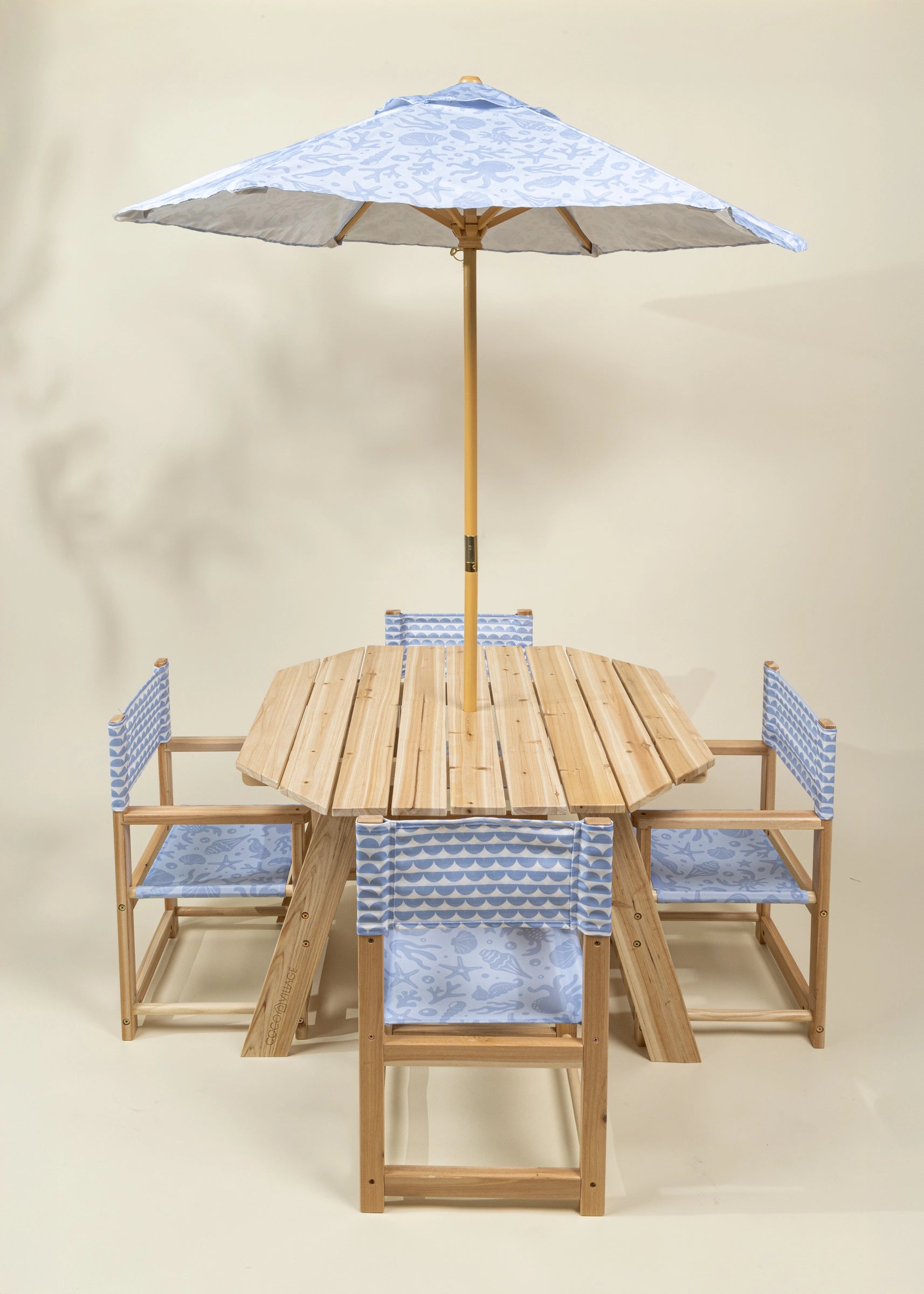 child patio set with umbrella Kids' Patio Set 4 Chairs and Parasol–Under the Sea – Coco Village