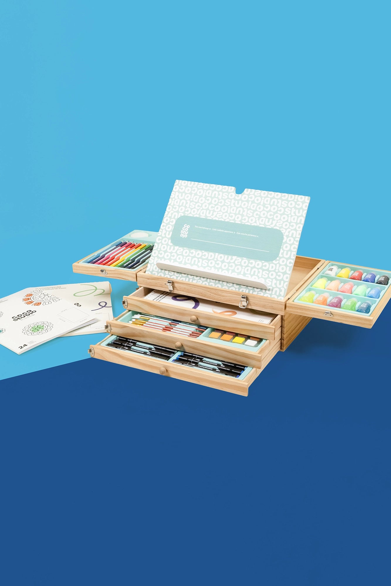 Malette d'art en bois premium 90 pieces 