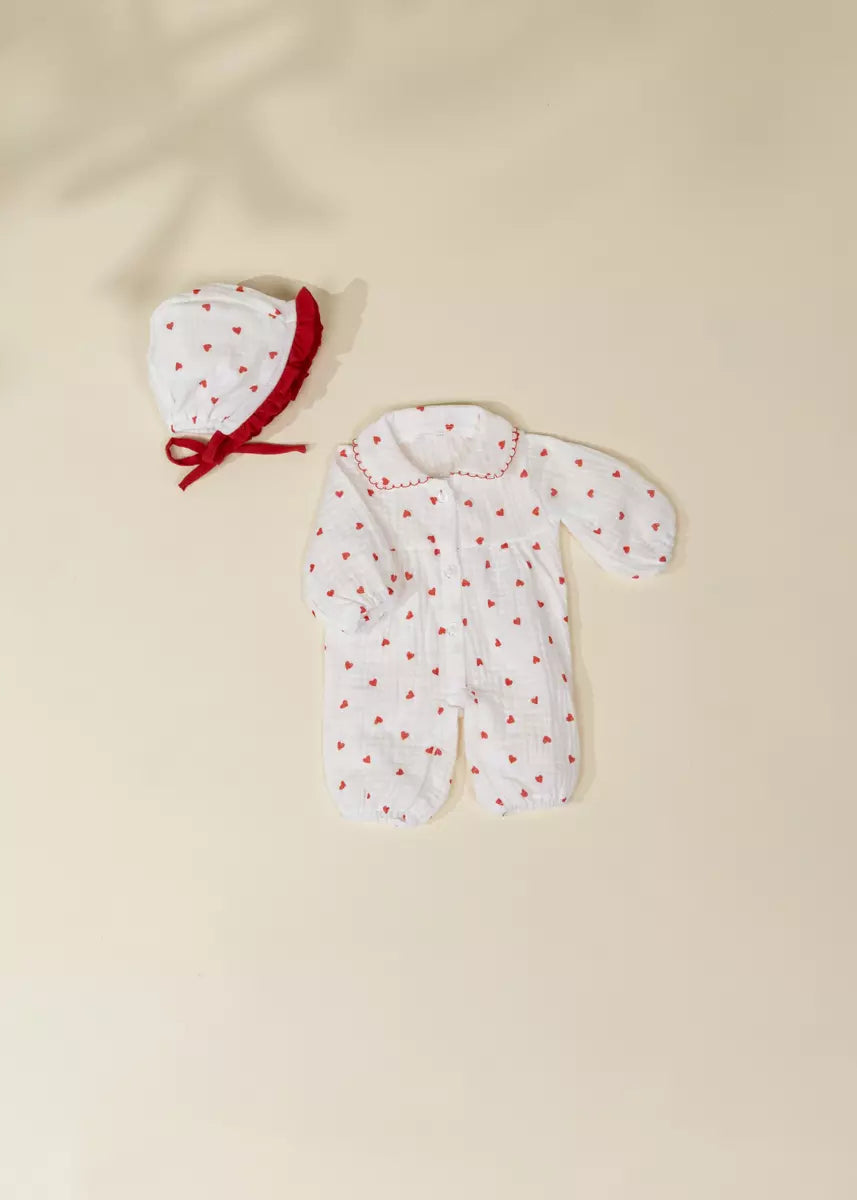 Ensemble pour poupée bébé CocoBaby 18" (46 cm) – Pyjama à cœurs