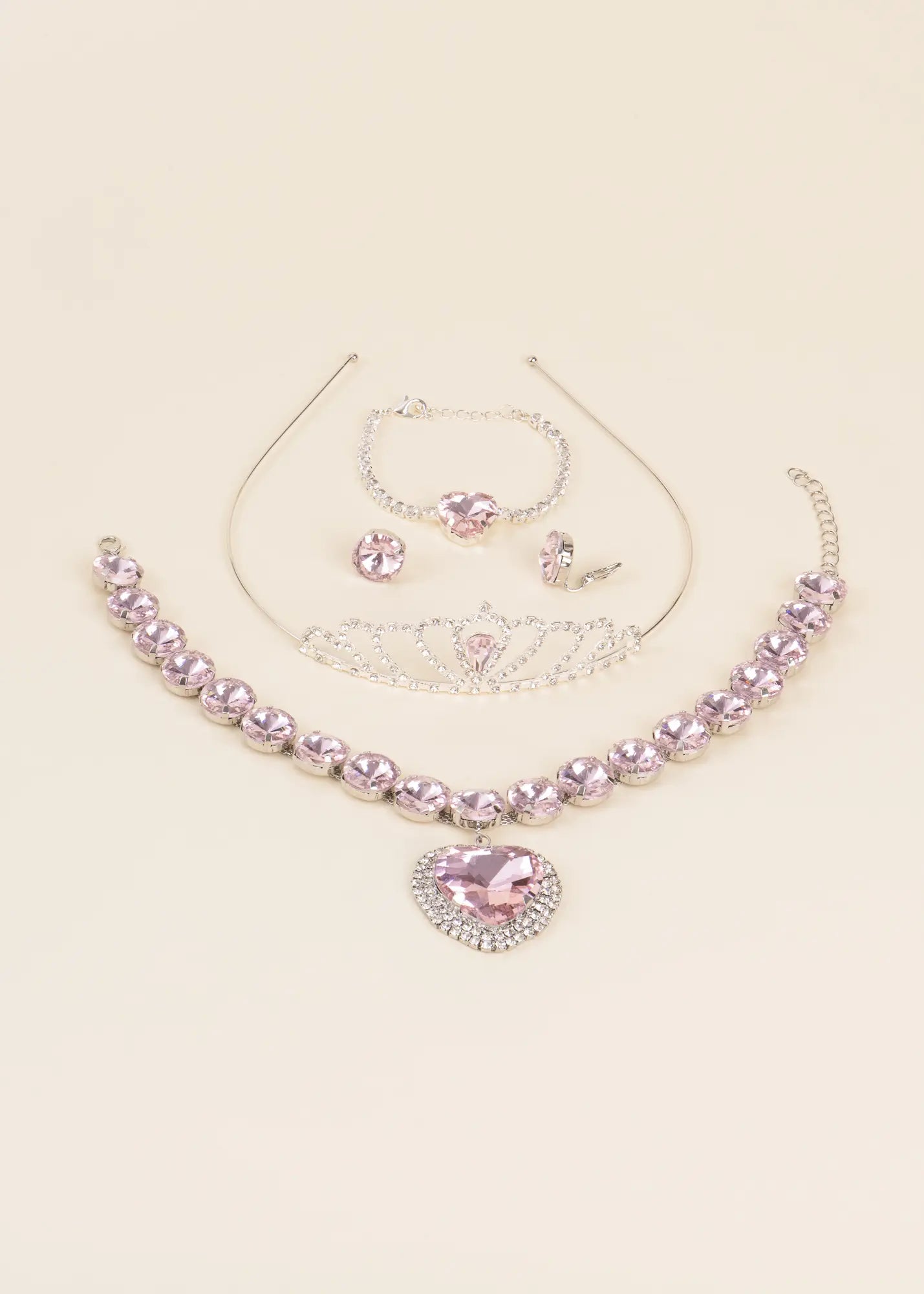 Ensemble de bijoux princesse cœur – Rose 