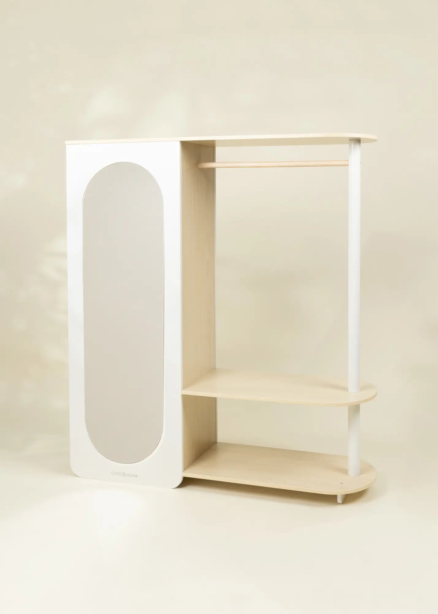 Large Wooden Wardrobe with Shelves & Hanging Rod
