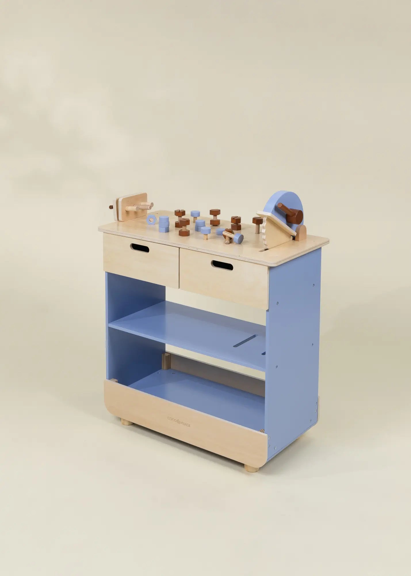 Wooden Play Construction Workbench with Miter Saw