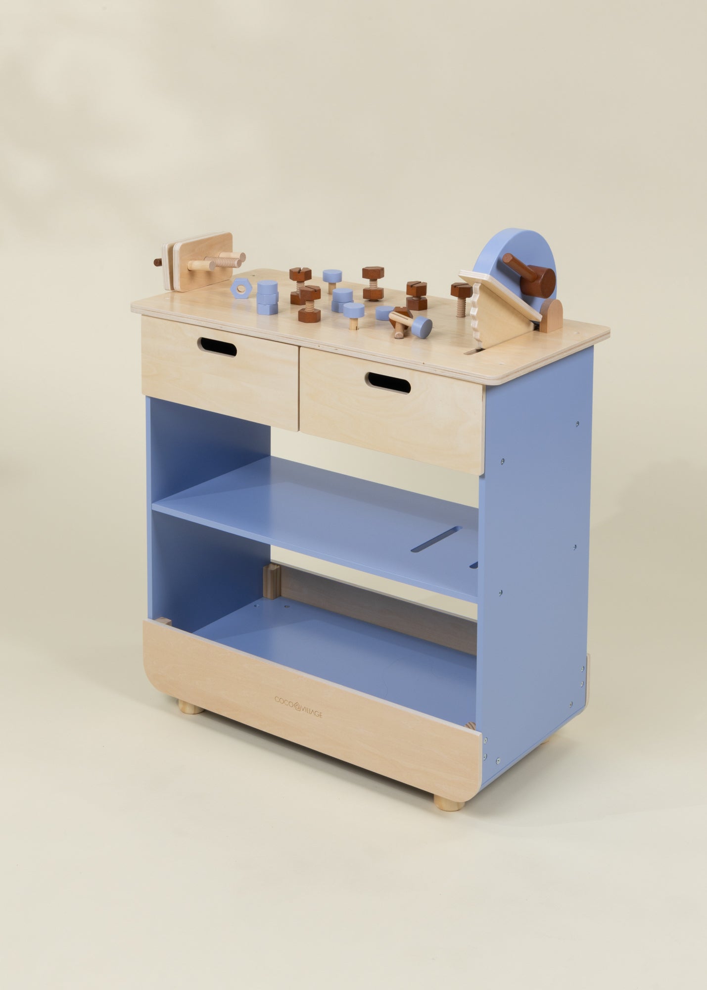 Image of Établi de construction de jeu en bois avec scie à onglet 