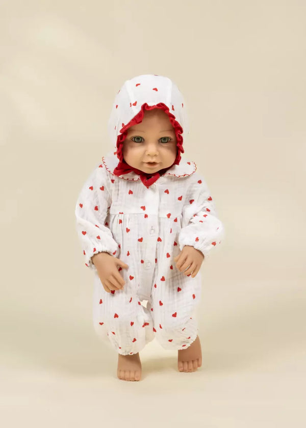 CocoBaby 18" (46 cm) Baby Play Doll Clothing Set – Heart Pajamas