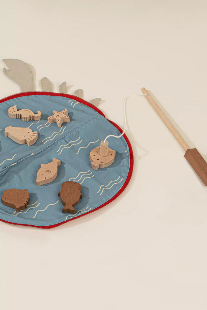 Image of Wooden Fishing Game with Bag