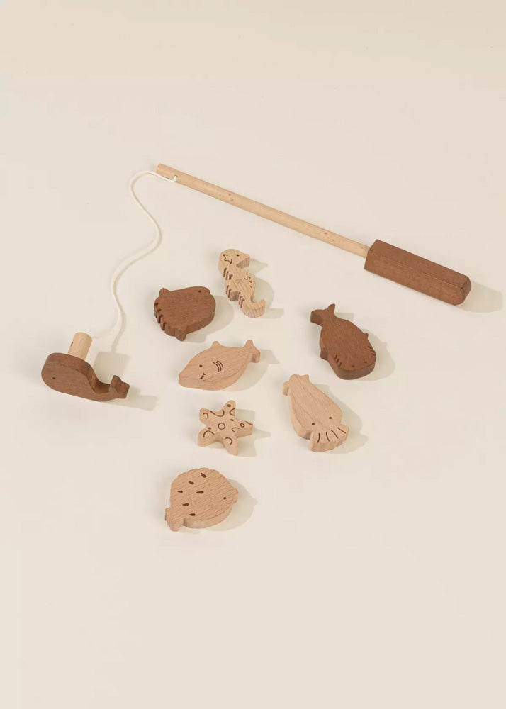 Image of Wooden Fishing Game with Bag