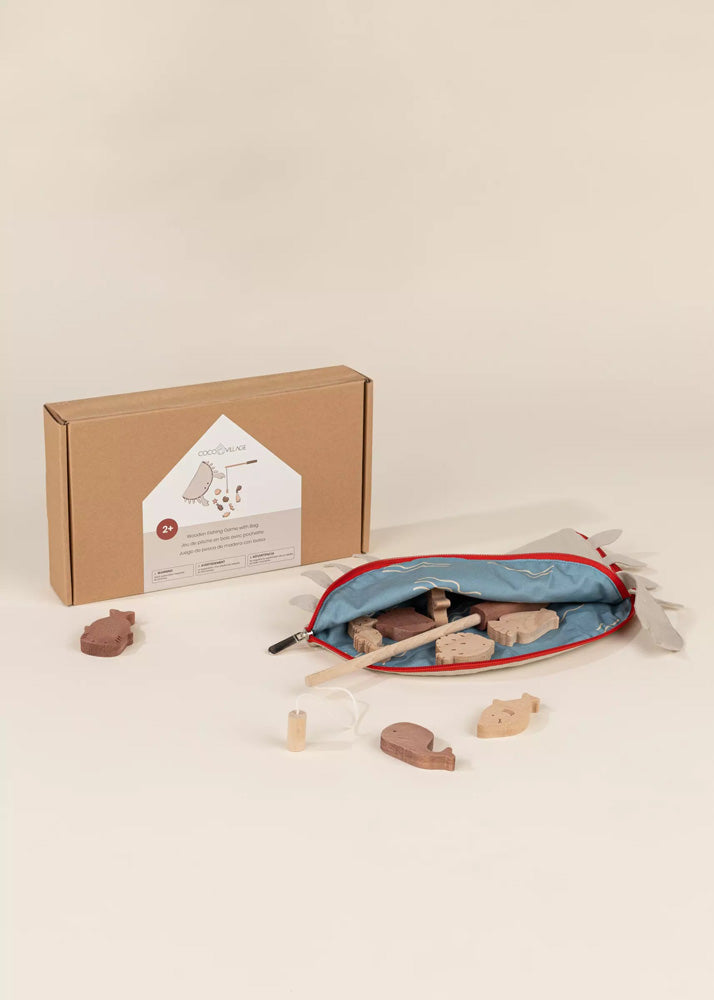 Image of Wooden Fishing Game with Bag