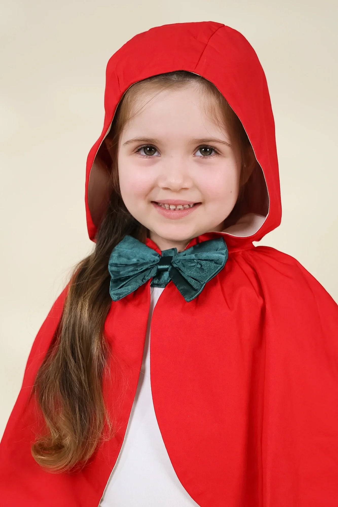 Image of Role Play Dress-Up Red Cotton Twill Cape with Bow