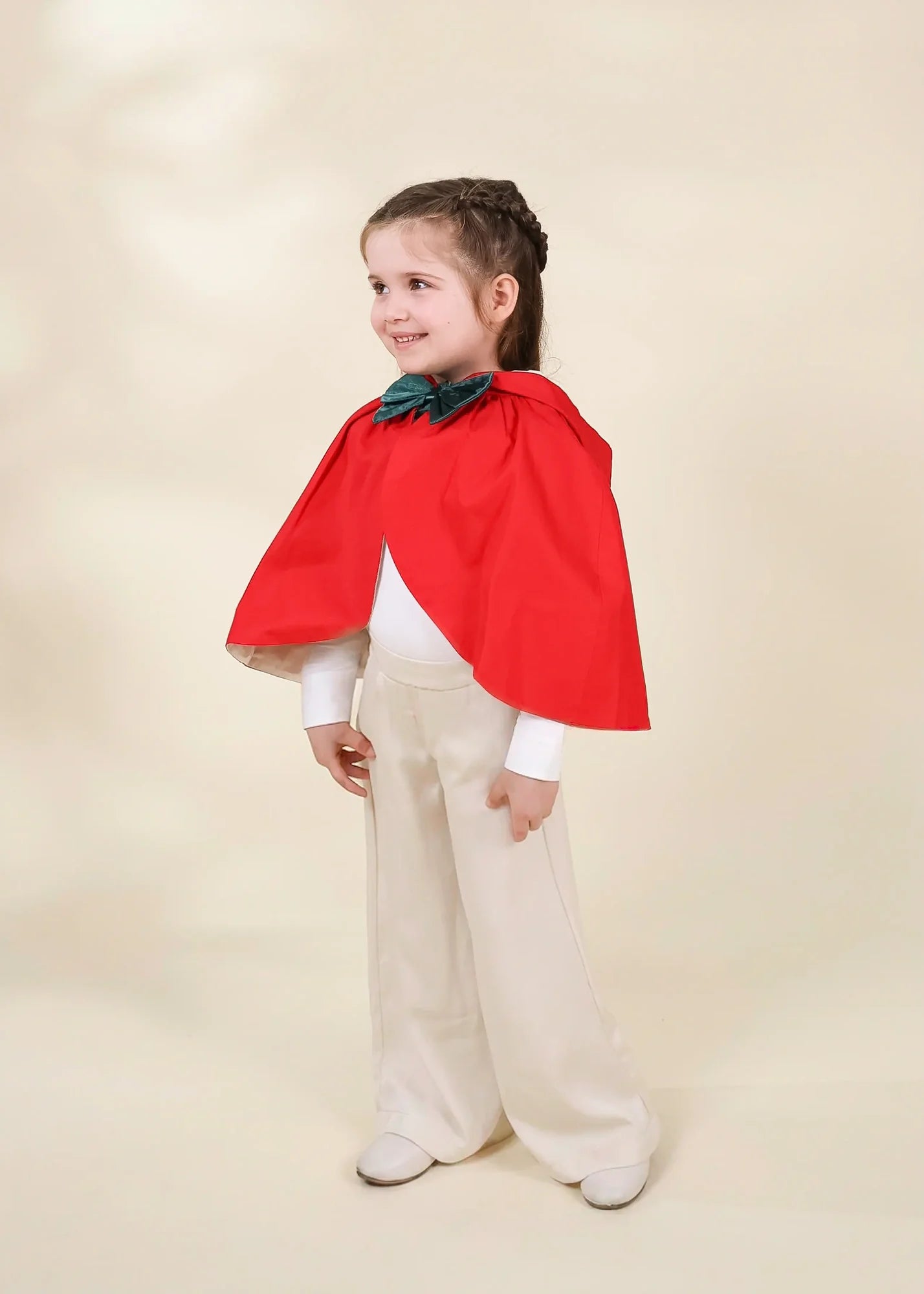 Role Play Dress-Up Red Cotton Twill Cape with Bow