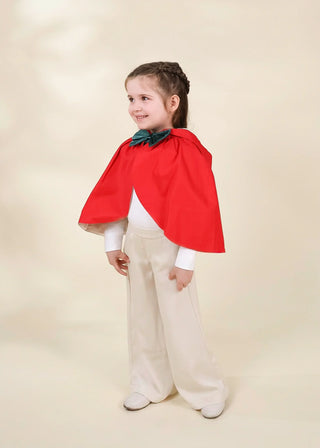 Role Play Dress-Up Red Cotton Twill Cape with Bow