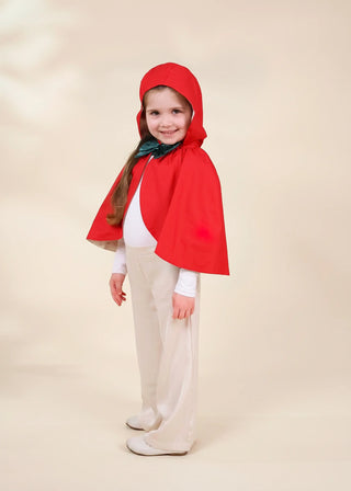 Role Play Dress-Up Red Cotton Twill Cape with Bow