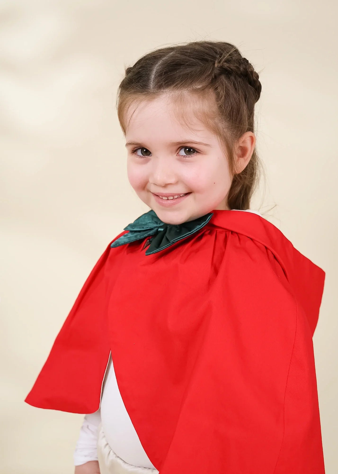 Role Play Dress-Up Red Cotton Twill Cape with Bow