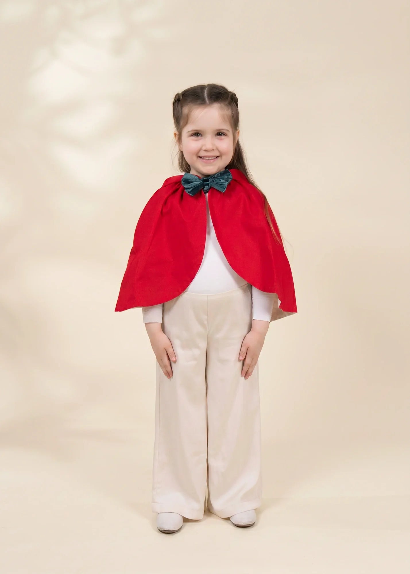 Role Play Dress-Up Red Cotton Twill Cape with Bow