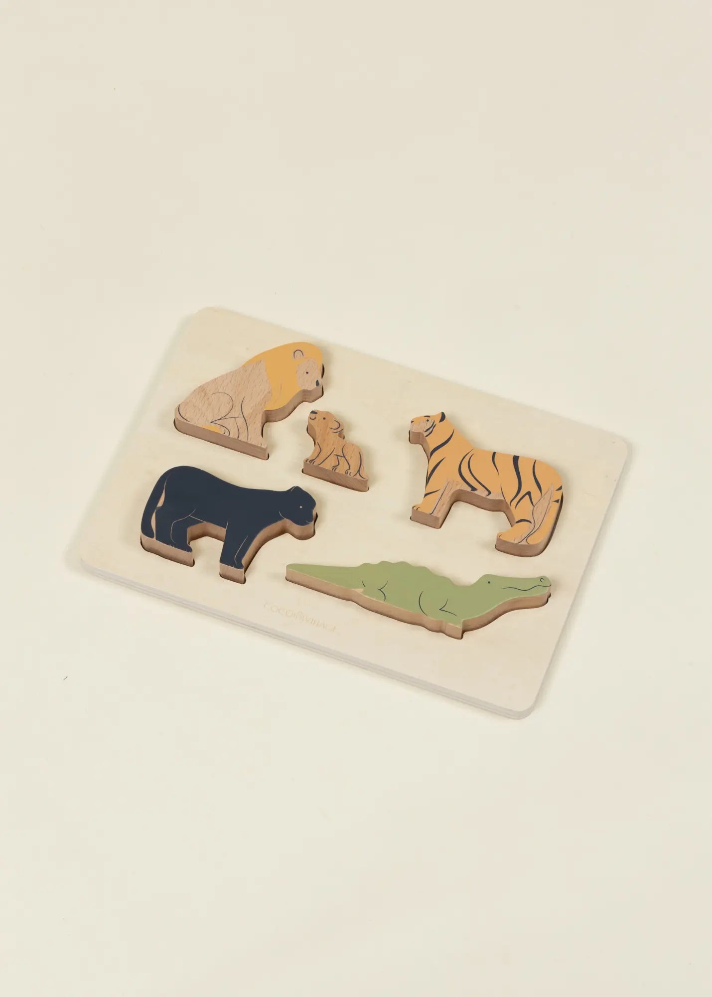 Set of 5 Savannah Predators on Wooden Plate
