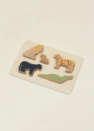 Set of 5 Savannah Predators on Wooden Plate
