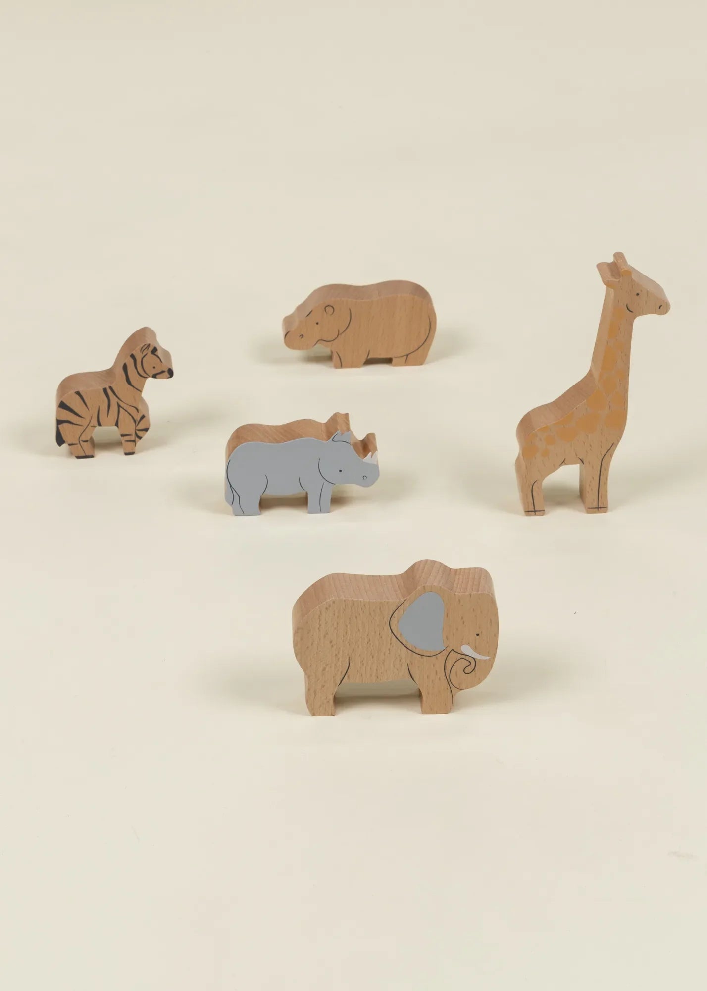 Set of 5 Savannah Herbivores on Wooden Plate