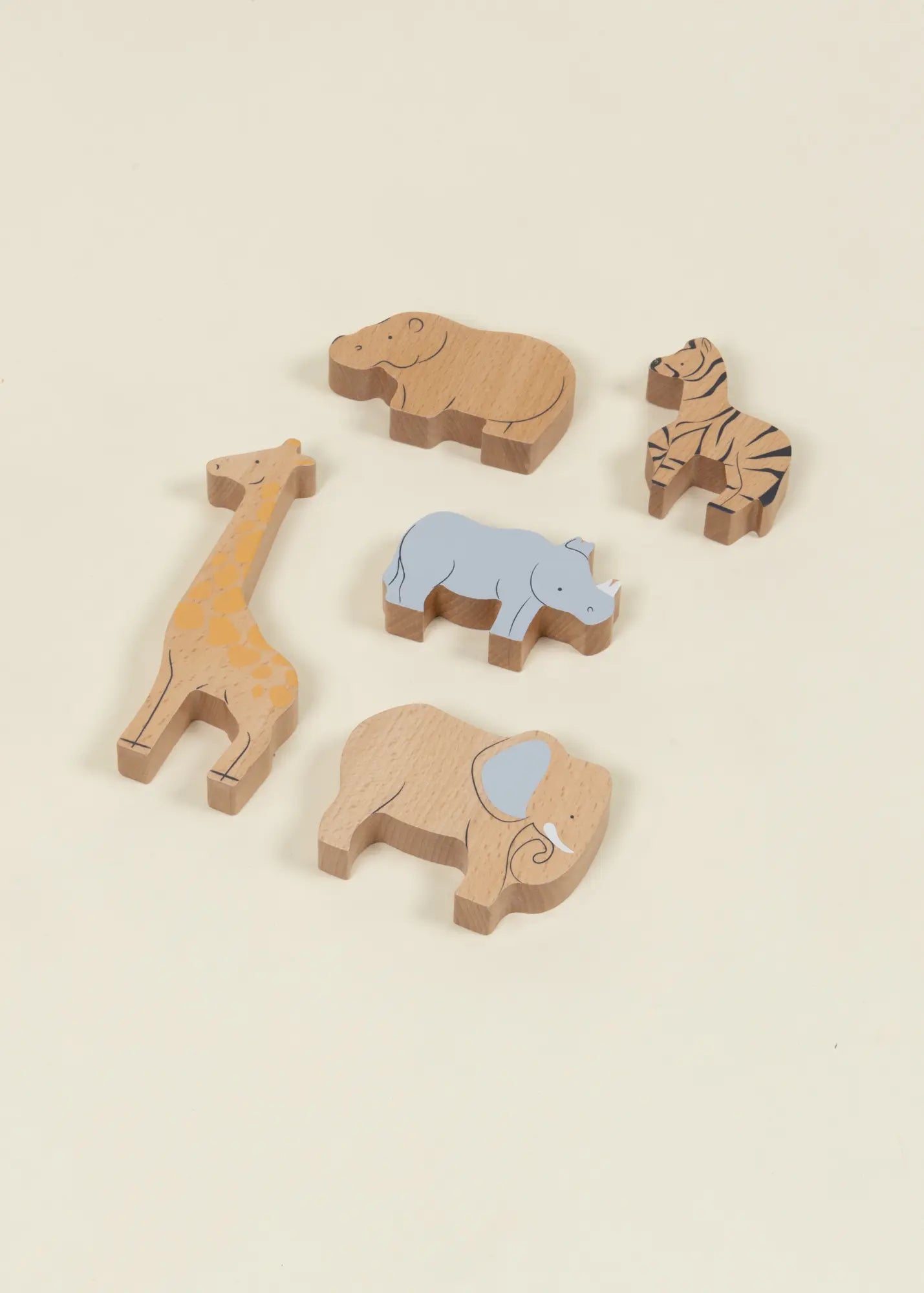 Image of Set of 5 Savannah Herbivores on Wooden Plate