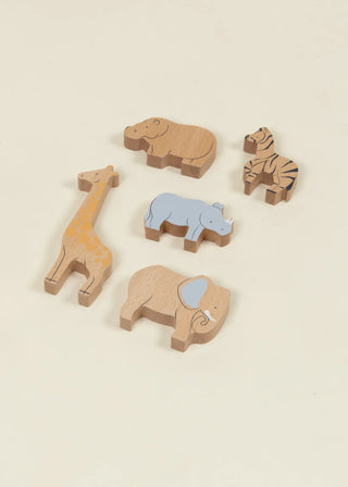 Set of 5 Savannah Herbivores on Wooden Plate