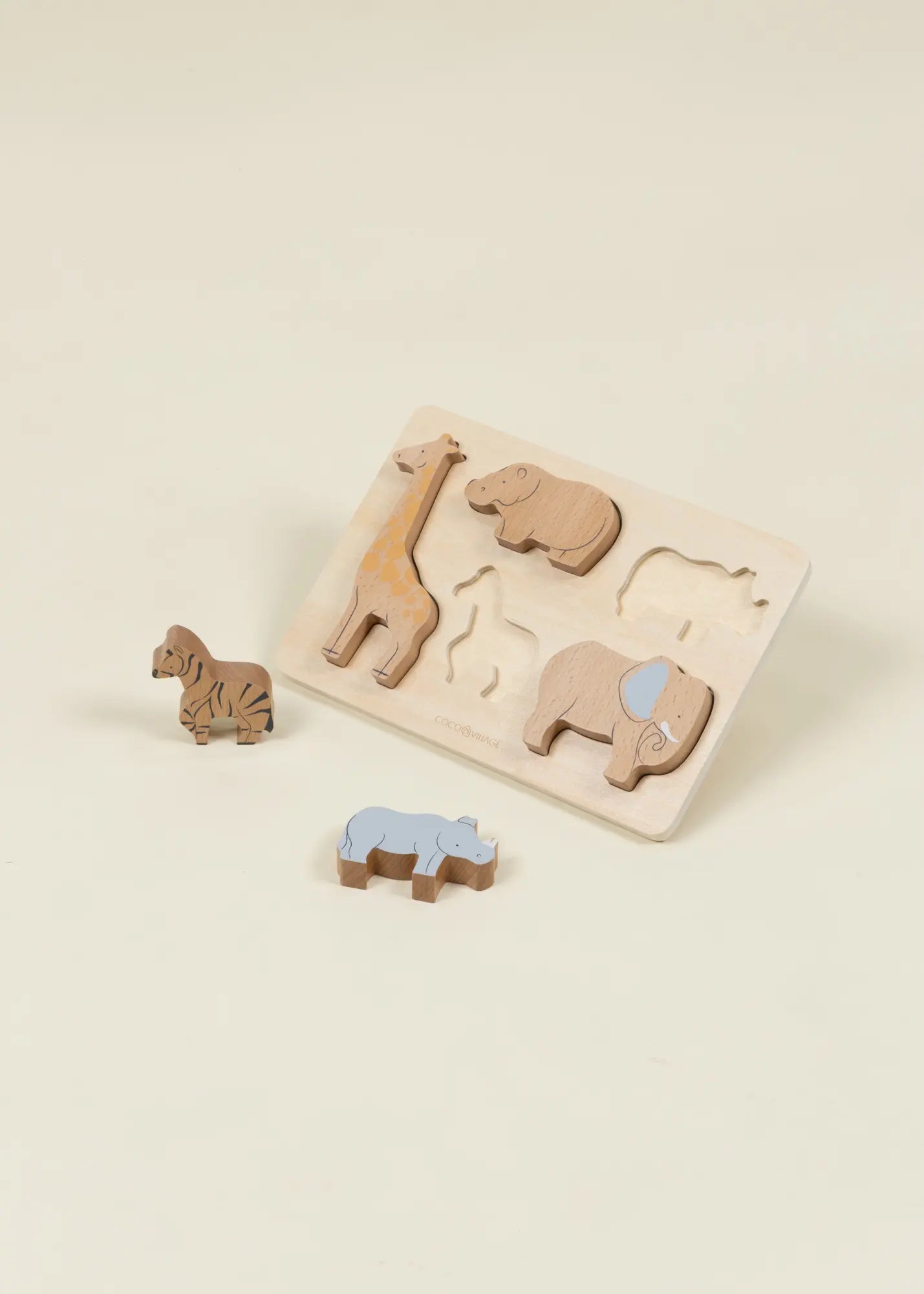 Image of Set of 5 Savannah Herbivores on Wooden Plate