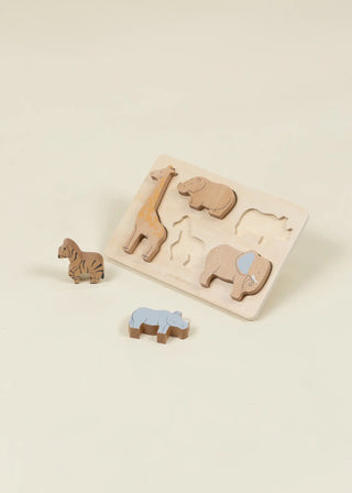 Set of 5 Savannah Herbivores on Wooden Plate