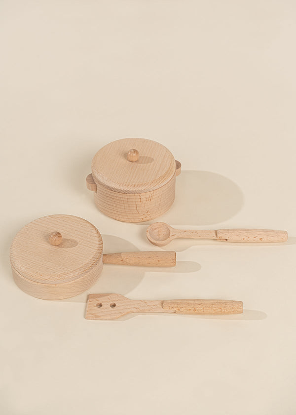 Ensemble de casseroles et chaudrons en bois (6 pièces)