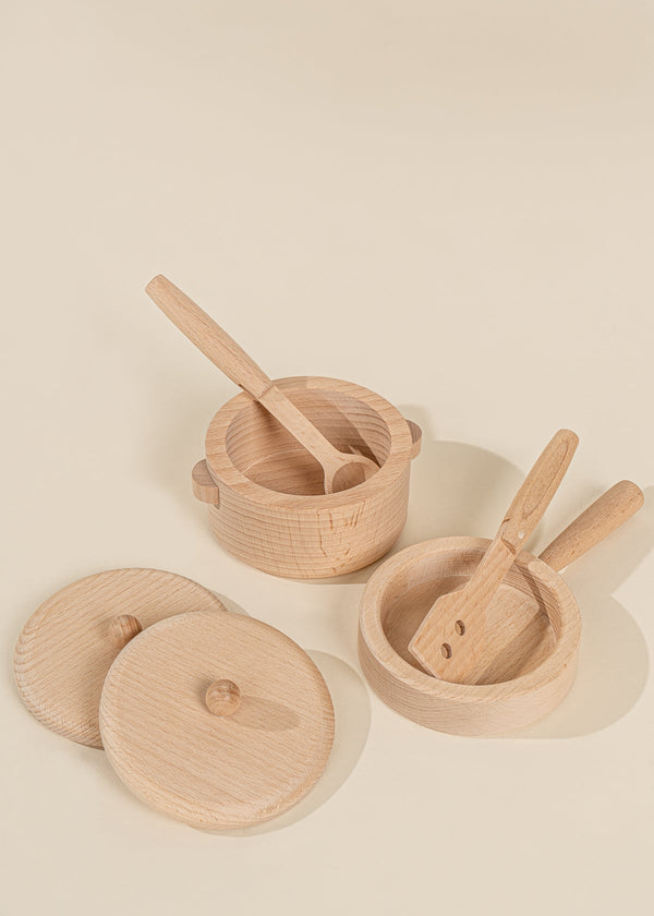 Ensemble de casseroles et chaudrons en bois (6 pièces)