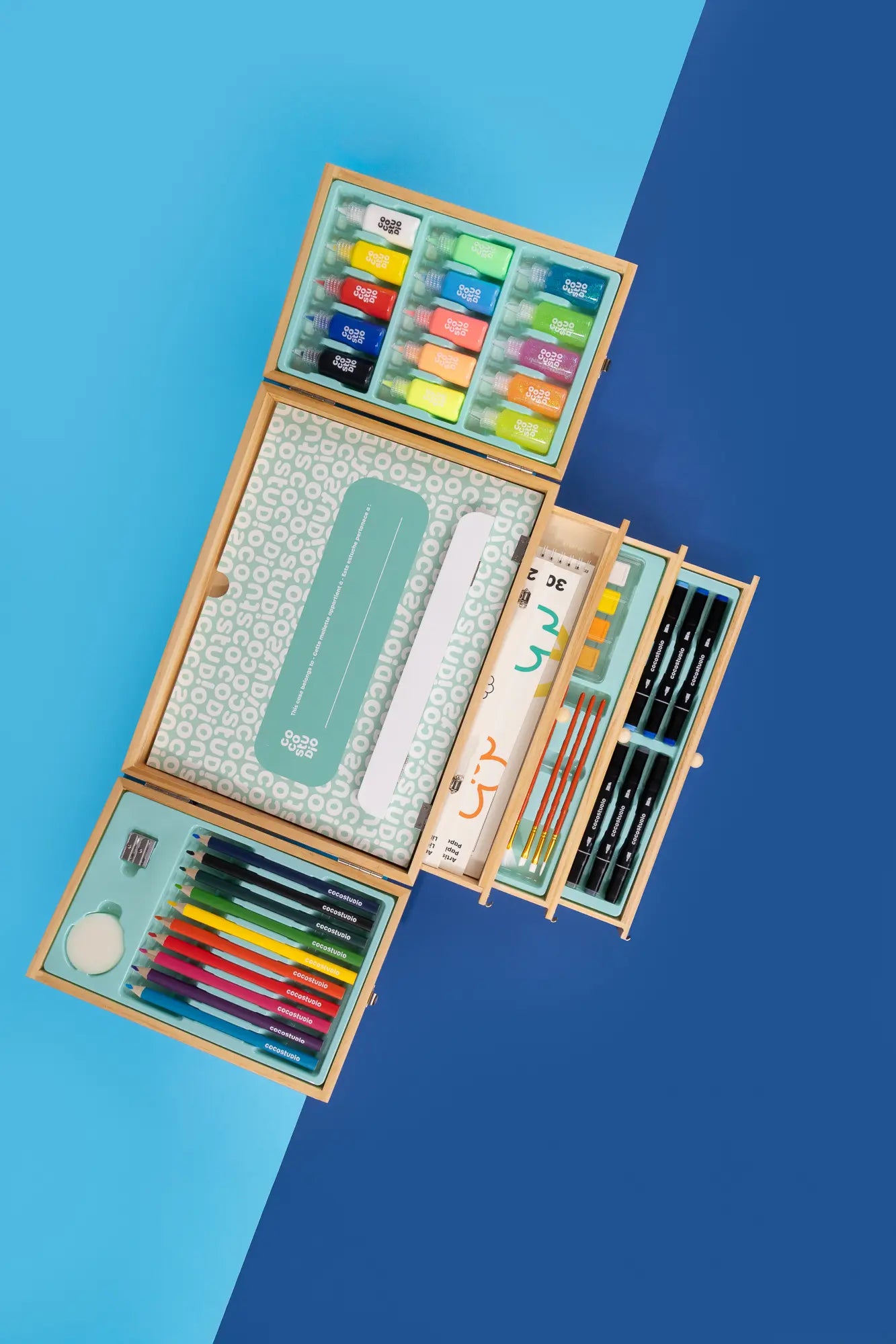 Malette d'art en bois premium 90 pieces 