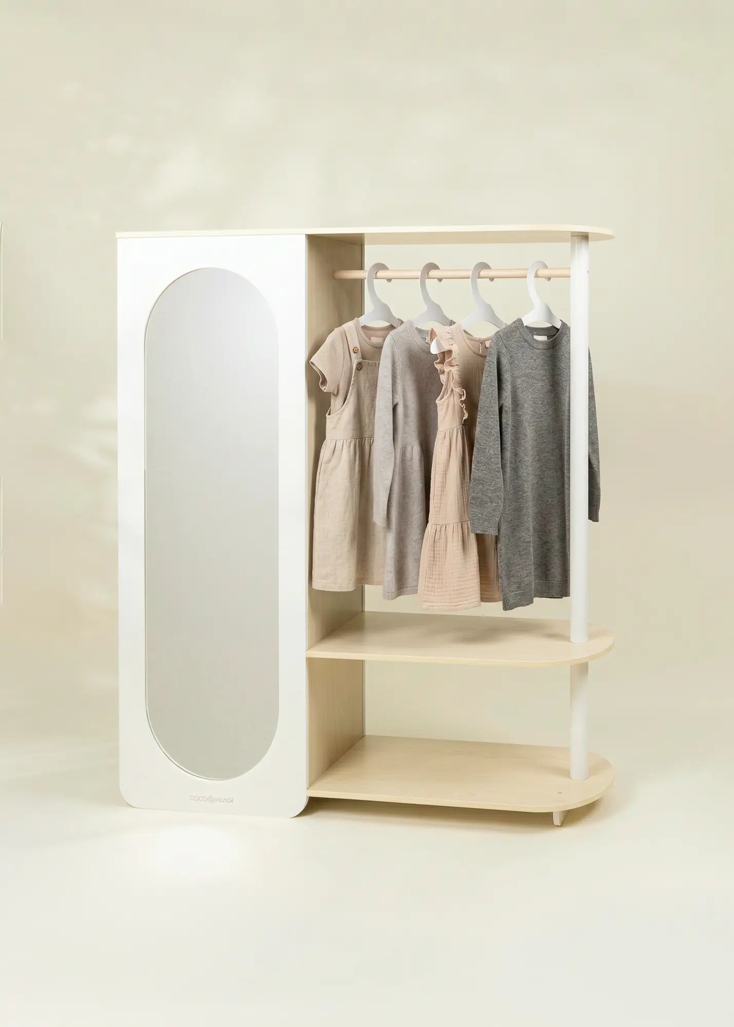 Image of Large Wooden Wardrobe with Shelves & Hanging Rod