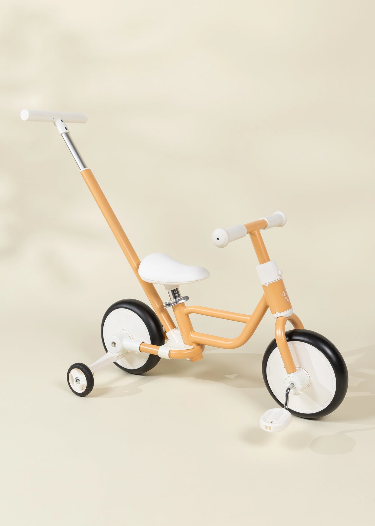 4-in-1 Tricycle with Push Handle & Training Wheels - Grapefruit
