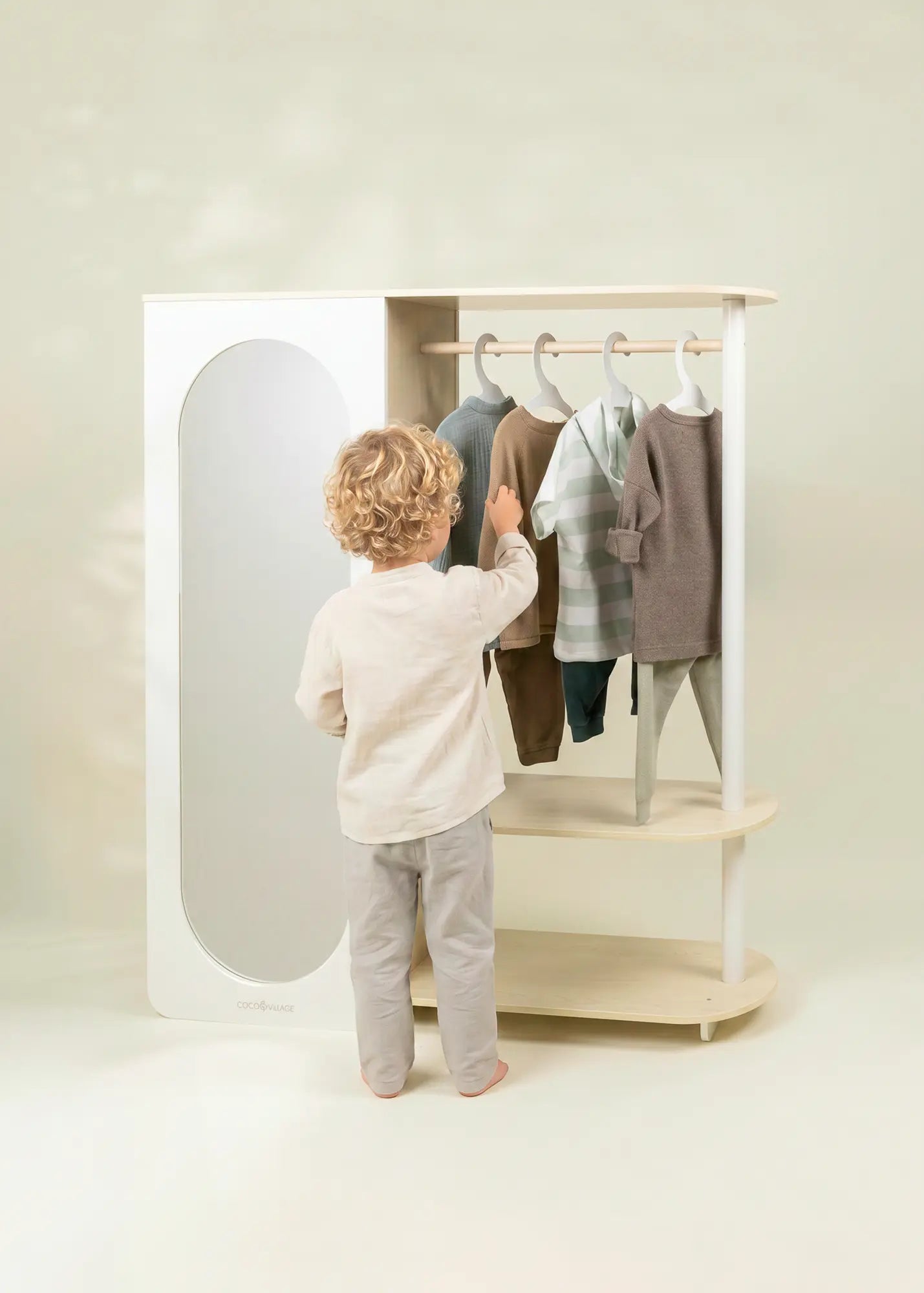 Image of Large Wooden Wardrobe with Shelves & Hanging Rod