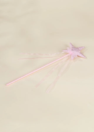 Baguette magique étoile rose avec ruban 