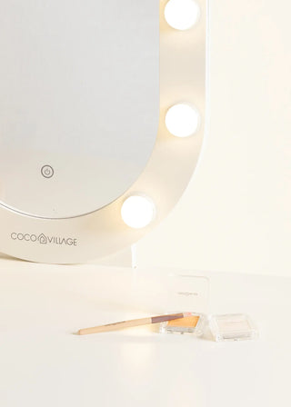 Grande coiffeuse en bois avec miroir éclairé & étagères