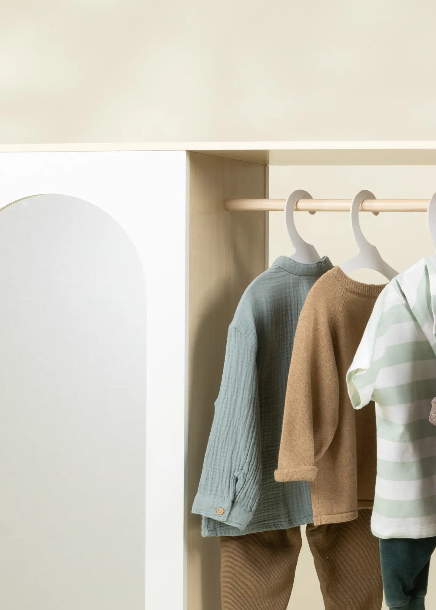 Image of Large Wooden Wardrobe with Shelves & Hanging Rod