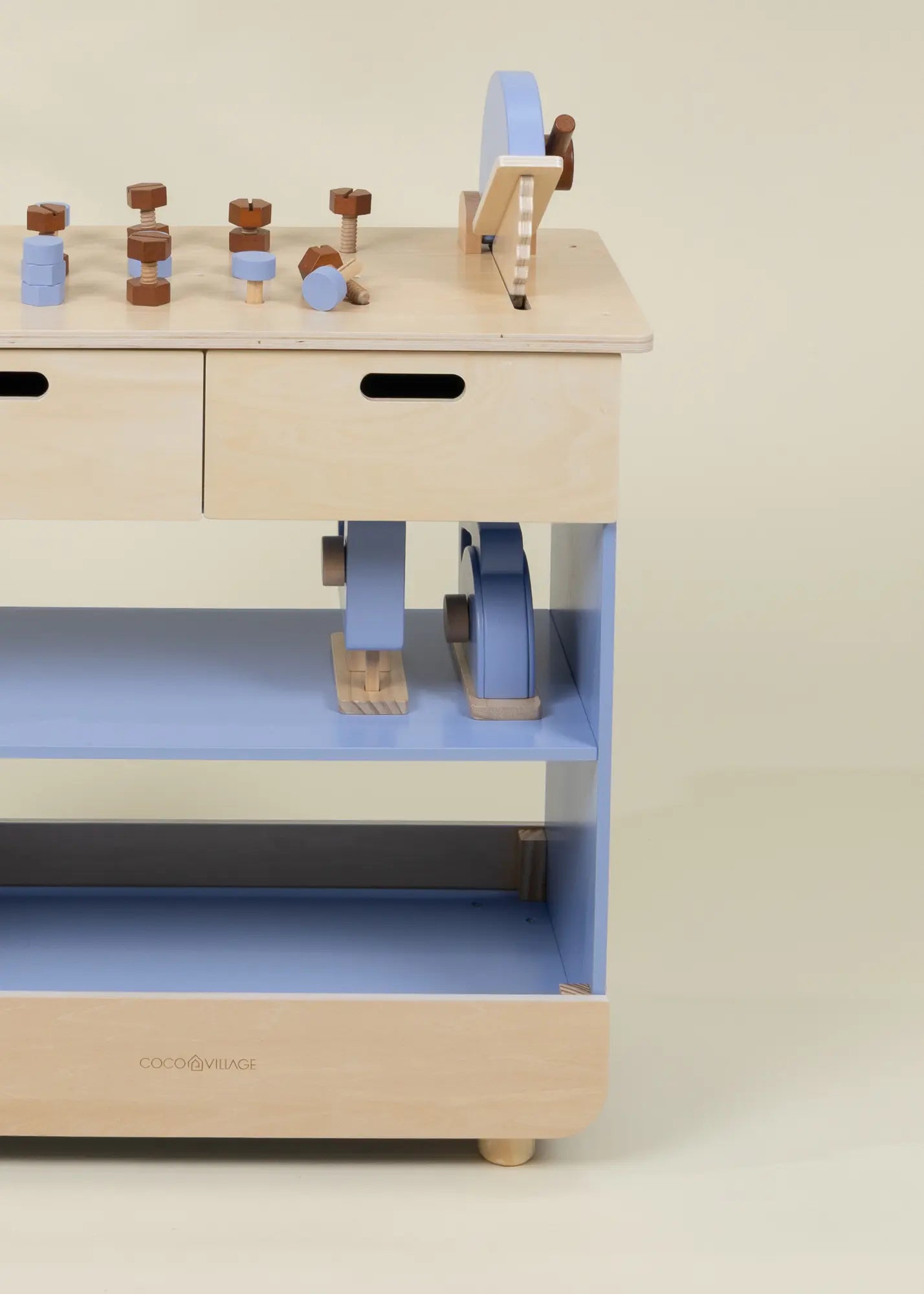 Image of Wooden Play Construction Workbench with Miter Saw