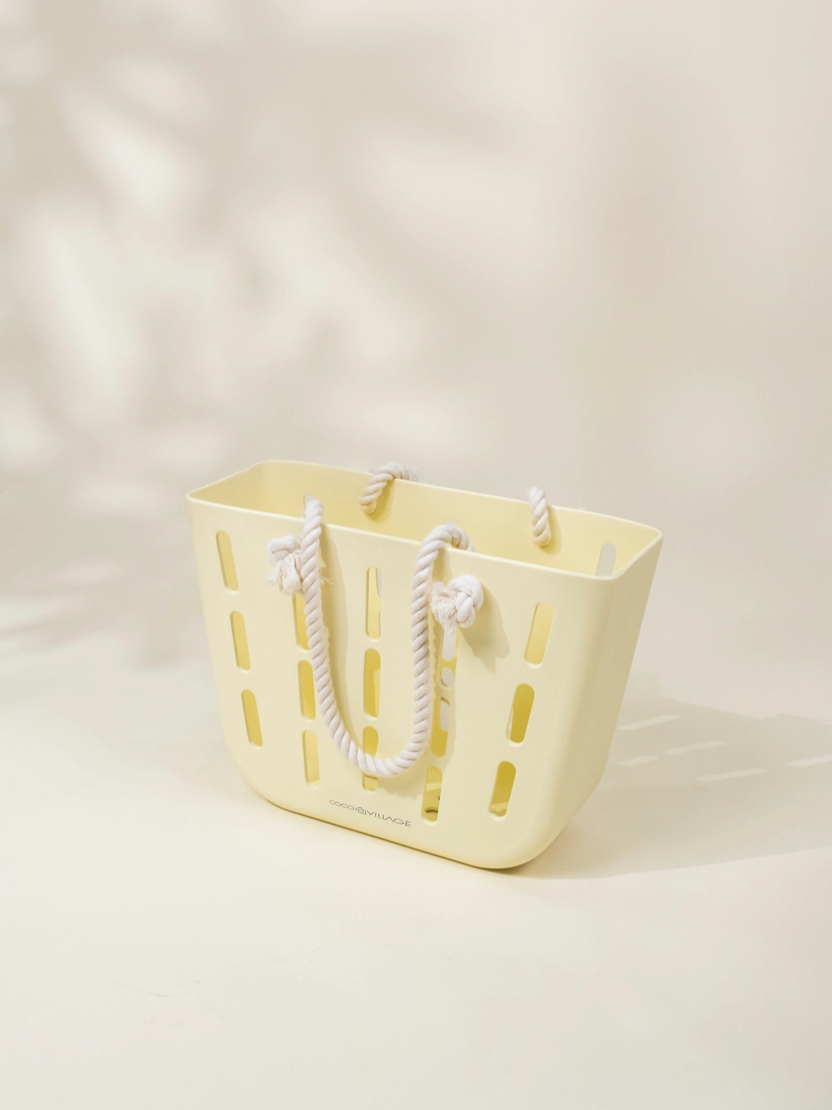 EVA Waterproof Beach Bag W/Cotton Handle Rope-Cream