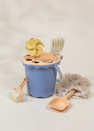 Ensemble de jouets de sable en paille de blé grand format 6 pièces – Seau et accessoires 