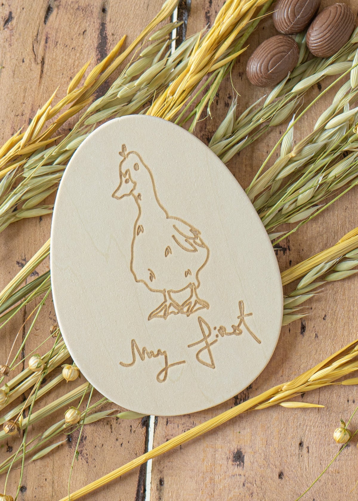 Image of Carte de photo en bois pour bébé - Ma première fête de Pâques