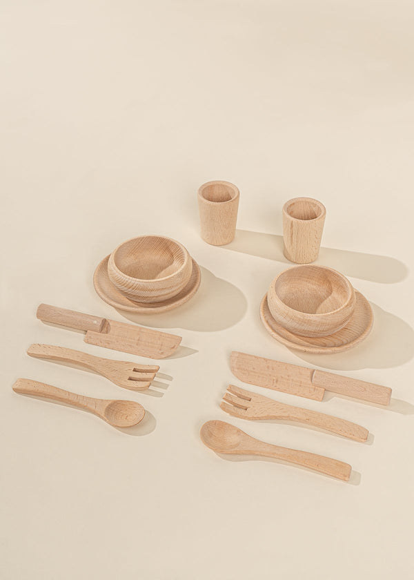 Ensemble de couverts en bois (12 Pièces)