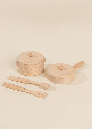 Ensemble de casseroles et chaudrons en bois (6 pièces)
