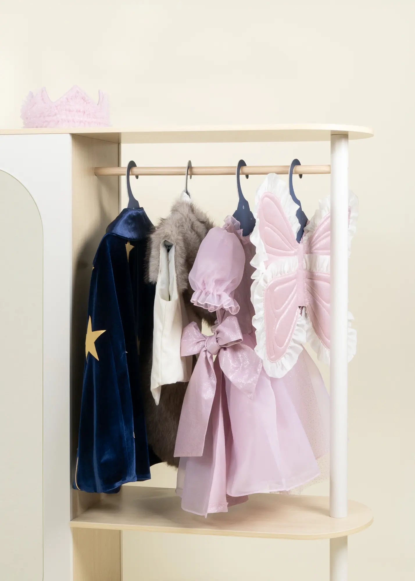 Image of Large Wooden Wardrobe with Shelves & Hanging Rod