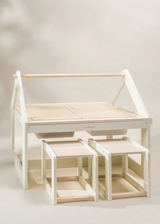 Table d'art et de jeux sensoriels multifonctionnelle en bois avec tabourets 