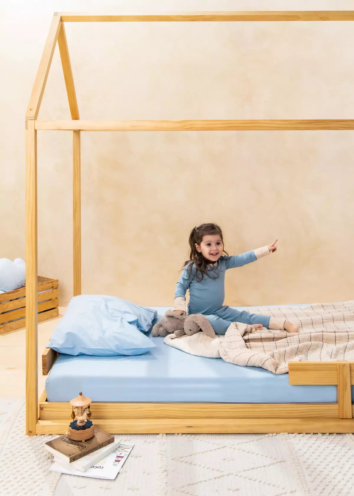 Image of Base de lit en bois - Format simple - Bois naturel