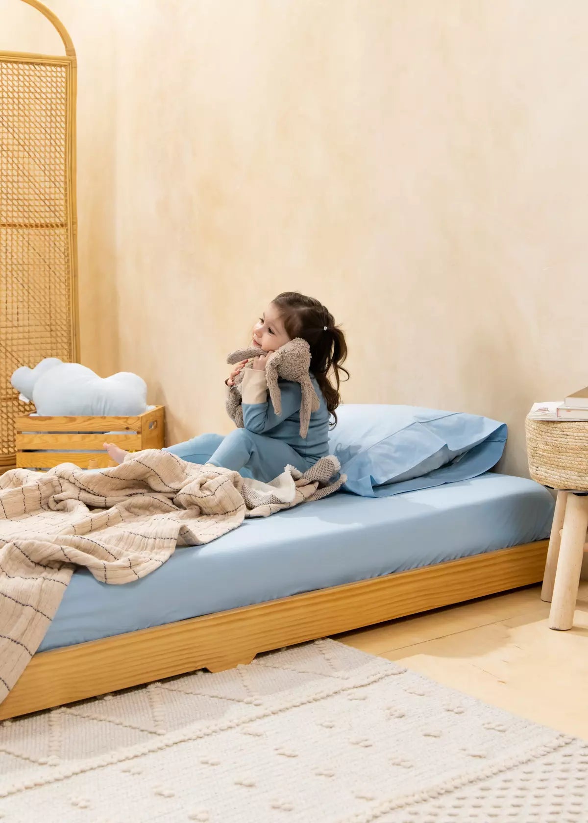 Image of Base de lit en bois - Format simple - Bois naturel