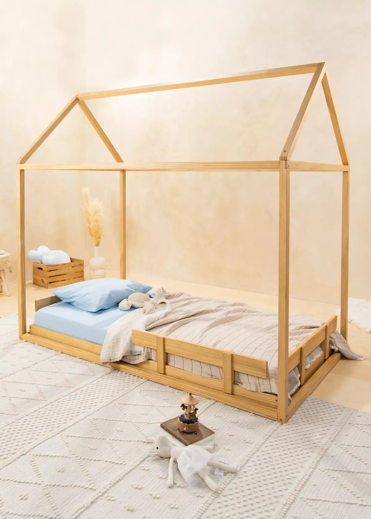 Image of Base de lit en bois - Format simple - Bois naturel