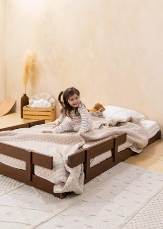 Base de lit en bois - Format simple - Noisette