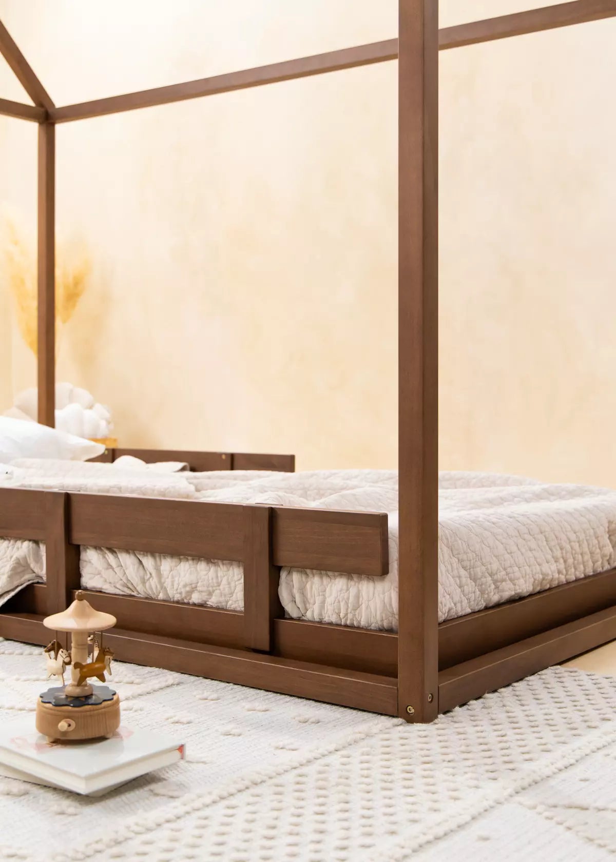 Image of Base de lit en bois - Format simple - Noisette