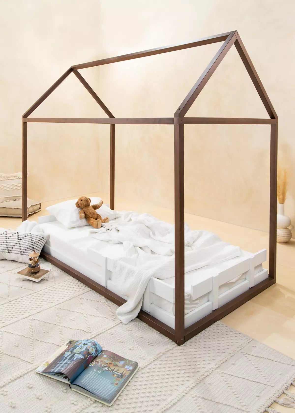Image of Base de lit en bois - Format simple - Blanc