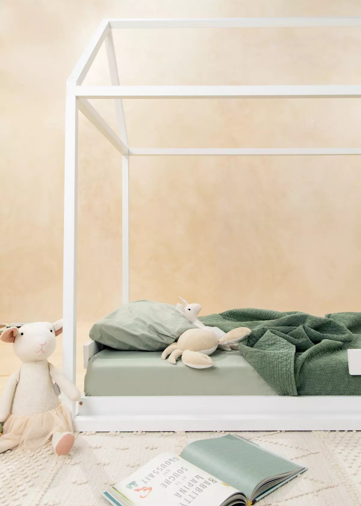Image of Base de lit en bois - Format simple - Blanc