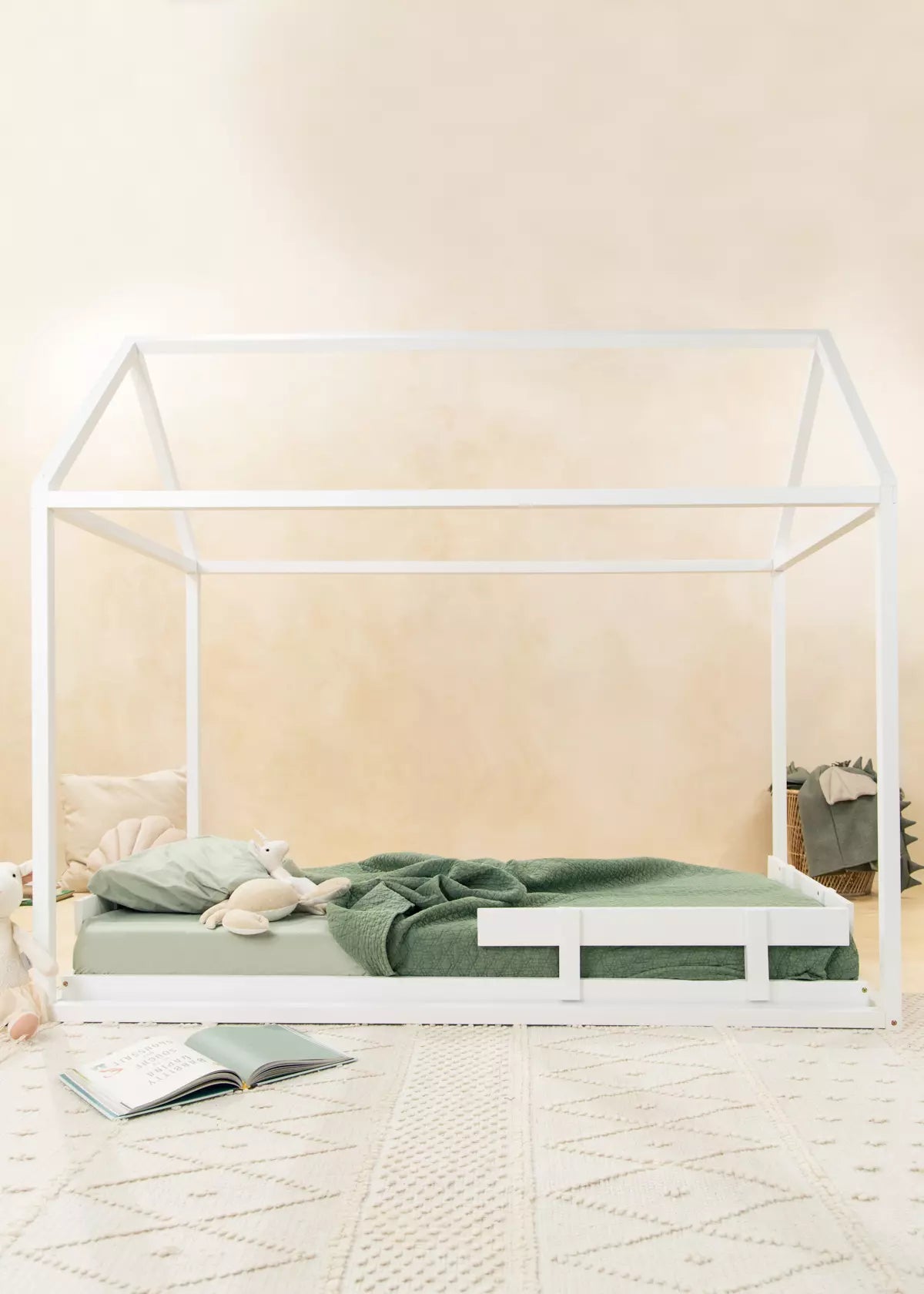Image of Base de lit en bois - Format simple - Blanc
