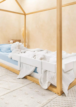 Barrière en bois pour base de lit - Format simple - Blanc